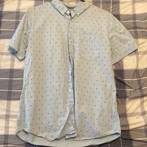 Forever 21 Triangle Dotted Blue Collared Tee - Button Up